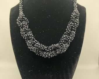 Black Crystal Knot Necklace