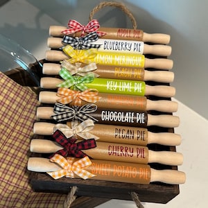 Pie Names Mini Rolling Pins, Tiered Tray Decor, Types of Pies, Kitchen Decor