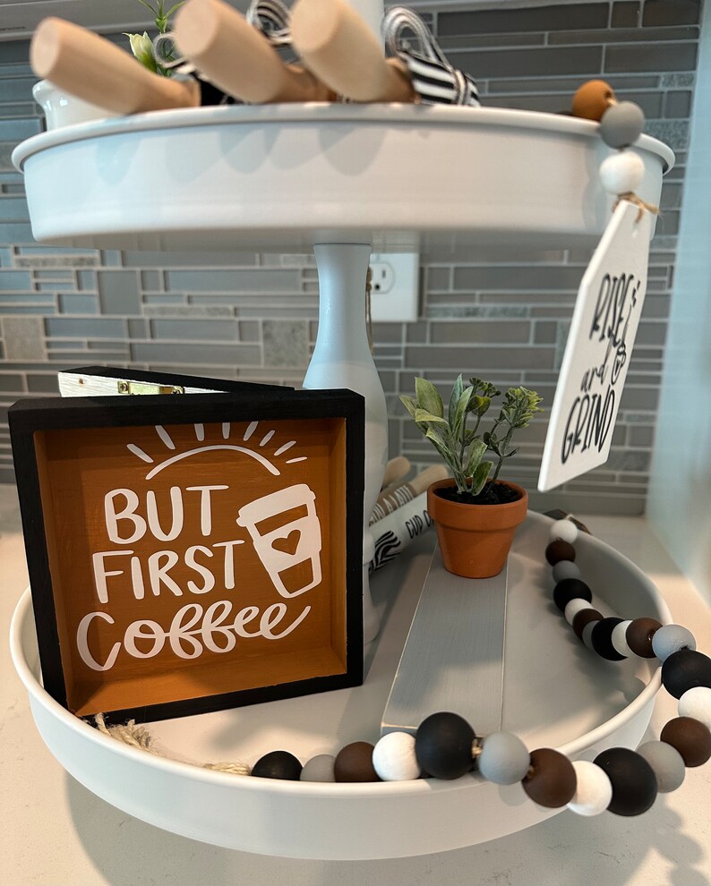 Coffee Bar Tiered Tray Decor Etsy