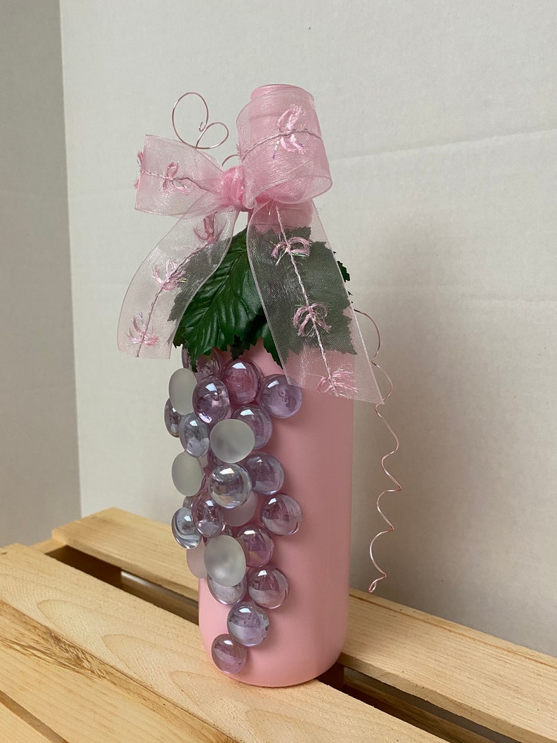 The Pink Ribbon Wine Bottle Decor Etsy