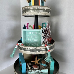 Beach/Coastal Tiered Tray Decor