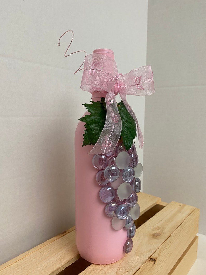 The Pink Ribbon Wine Bottle Decor Etsy
