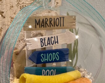 Custom Beach Ornament: Personalized Hotel, Pool, Noodle Scene