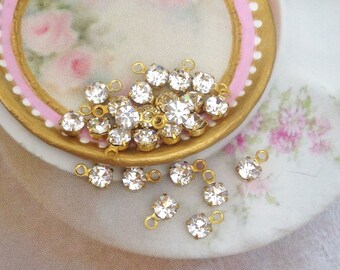 20 petite 5mm swarovski clear crystal drops in brass setting #brd17-46
