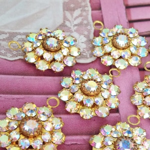 2 sprankelende Swarovski ab aurora borealis-kristallen in messing zetting #bbc800-38