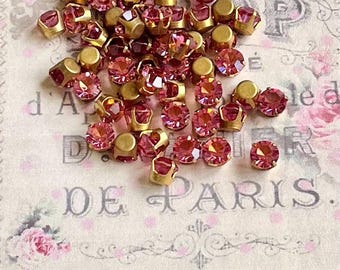 12 cristales vintage Swarovski 29ss de 6 mm en latón rosa sin laminar #b23