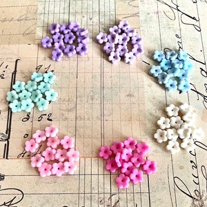 12 handmade cold porcelain forget me not flowers with hole centers 8-9mm