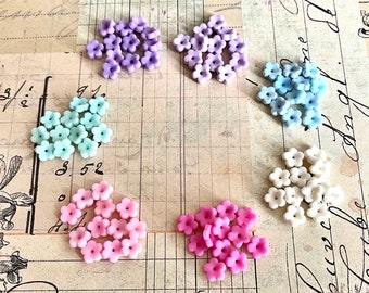 12 handmade porcelain forget me not flowers with hole centers 8-9mm
