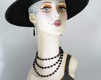 Antique Victorian Edwardian Wired French Jet Glass Beaded Necklace Mourning Flapper Sensational Piece