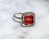 Antique Stuart Crystal Sterling Silver Ring Early 18th Century Stuart Georgian Conversion Piece