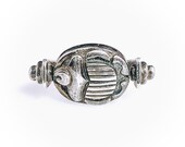 Vintage Sterling Silver Scarab Beetle Swivel Ring Egyptian Revival Goth Spinner Ring