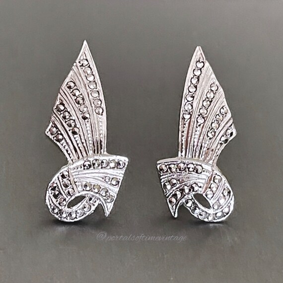 Vintage Art Deco Mid Century Rhodium on Sterling … - image 4