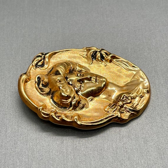 Montre-broche Chatelaine Victorienne Ancienne - Gibson Fille - Or Rempli Et Strass Citrine