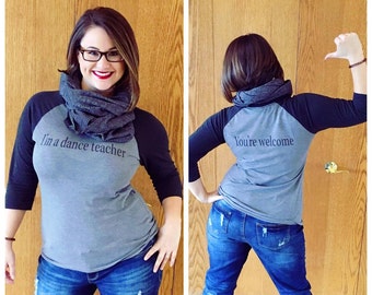 Io sono una manica di insegnante 3/4 di danza Raglan Tees
