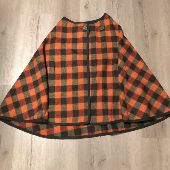 Vintage 1960s Wool Cape Plaid Tartan Bill Atkinson