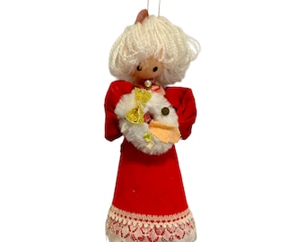 Vintage Foam Girl Christmas Ornament 6”