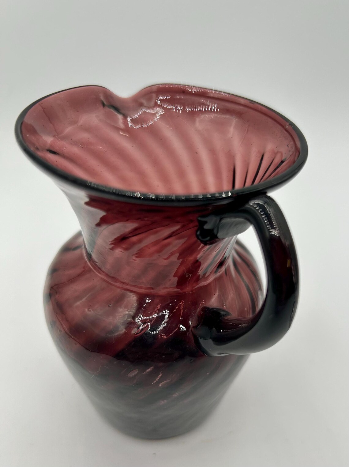 Vintage Hand Blown Mini Pitcher Amethyst Purple Small 4.75