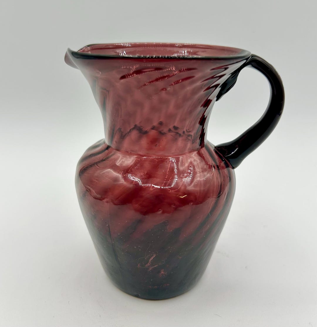 Vintage Hand Blown Mini Pitcher Amethyst Purple Small 4.75