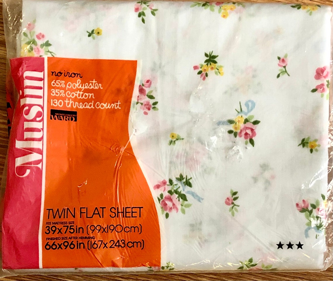 Vintage Montgomery Ward Muslin Twin Flat Sheet MCM White Etsy