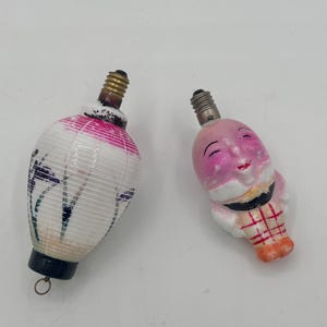 Adornos para árbol con bombillas de vidrio de leche vintage con diseño de Humpty Dumpty Iris, juego de 2