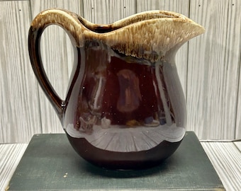 Hull Pottery Krug Braun Tropfglasur Vintage Boho USA 32 oz