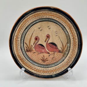 Vintage mexikanische Tonala Keramik 8 &quot;Wandteller mit einer Vogel-Volkskunst