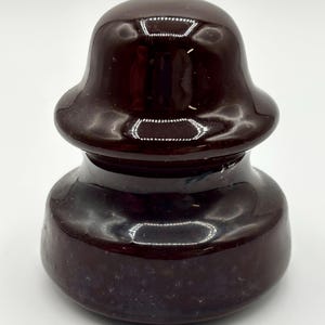 Vintage Brown Glazed Porcelain Ceramic Insulator Electric Telephone 3.5&quot;