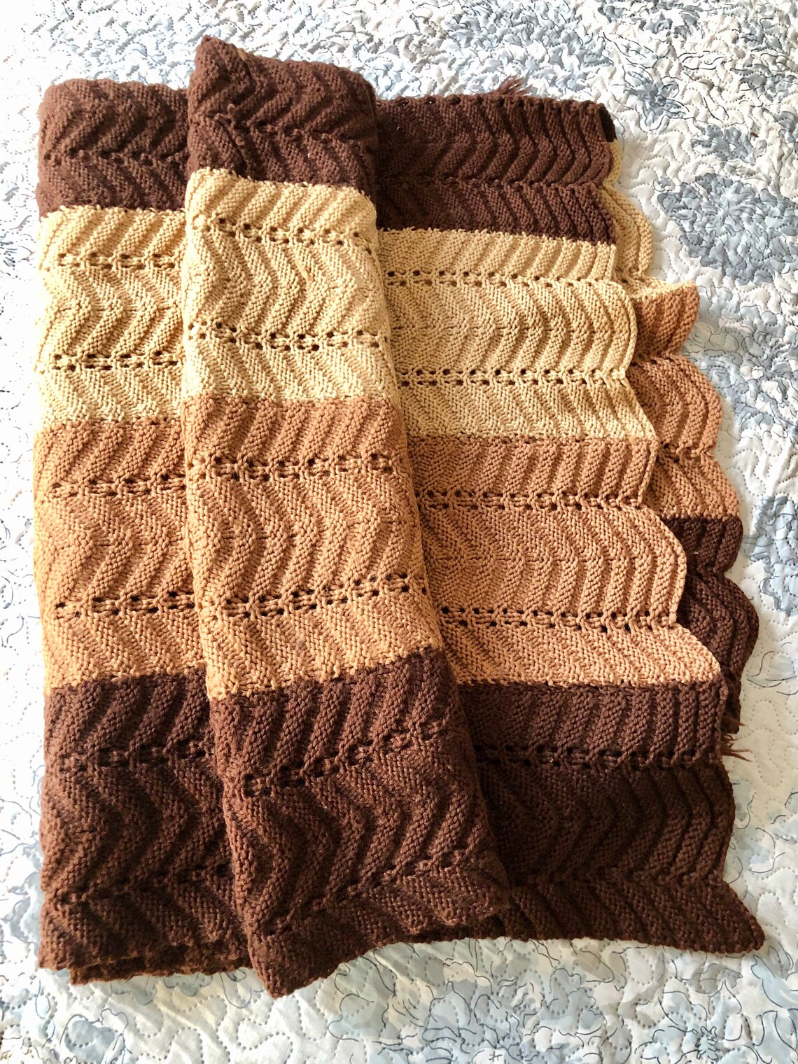 Handmade Afghan Blanket Multi Color Brown Acrylic Yarn 97 X Etsy