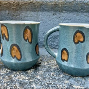 Juego de 2 tazas de cerámica japonesas de Robco de mediados de siglo, color azul