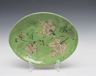 Vine Leaves Tray, decorative oval shaped dish