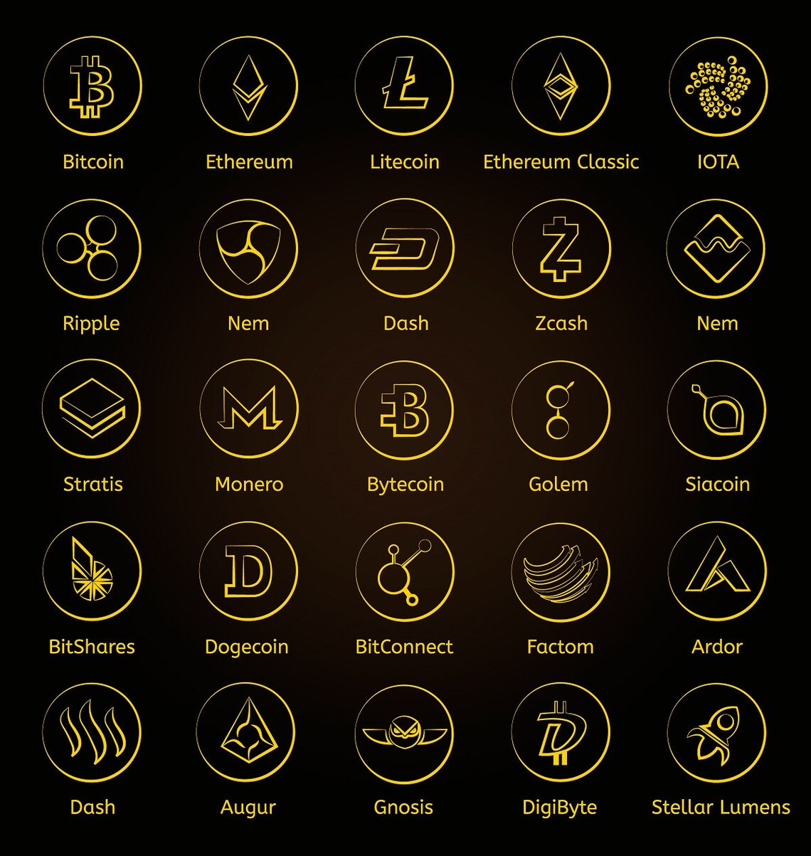 Crypto Currency Vector Icons Bitcoin Money Vector Digital | Etsy