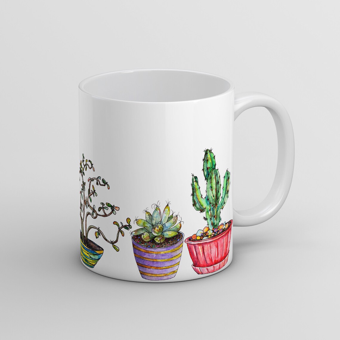 Cactuses Coffee Mug Cacti Tea Cup Succulents Ceramic Etsy