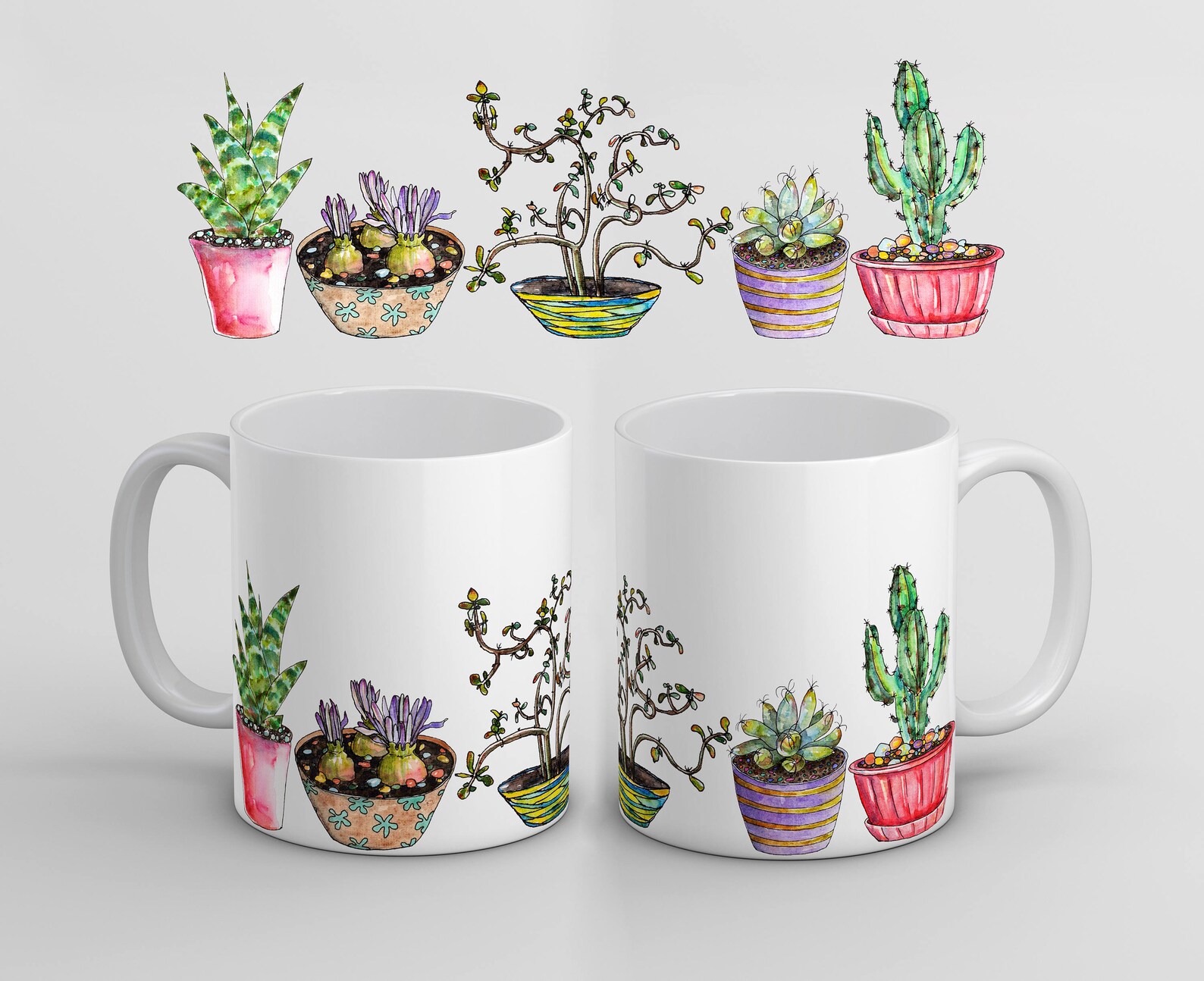 Cactuses Coffee Mug Cacti Tea Cup Succulents Ceramic Etsy