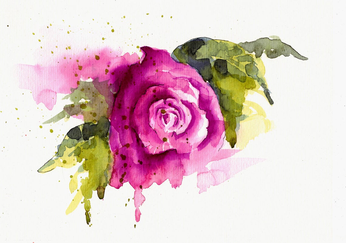 Rose Print Watercolor Rose Printables Flower Watercolor - Etsy