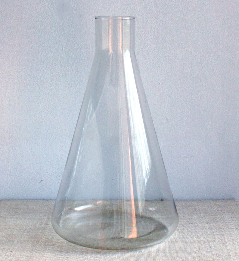 Large Erlenmeyer flask 2.5 liter / clear glass conical flask / Etsy