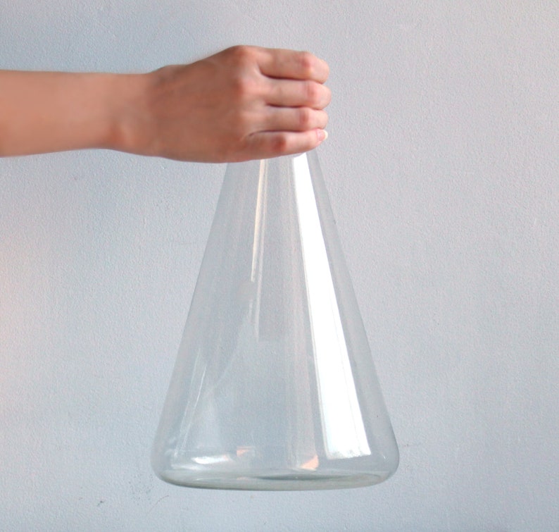 Large Erlenmeyer flask 2.5 liter / clear glass conical flask / Etsy