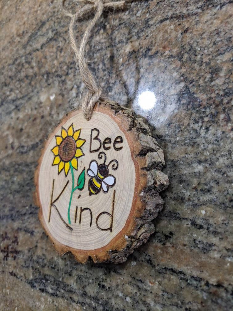 Bee Kind Ornament with bee and sunflower Etsy