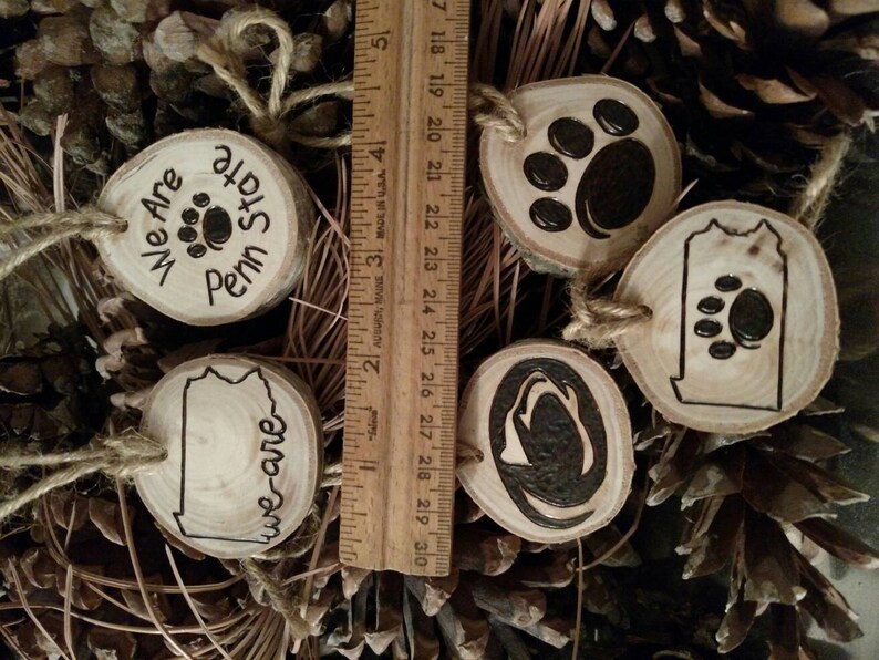 Penn State Wood Burned Christmas Ornaments / Gift Tags