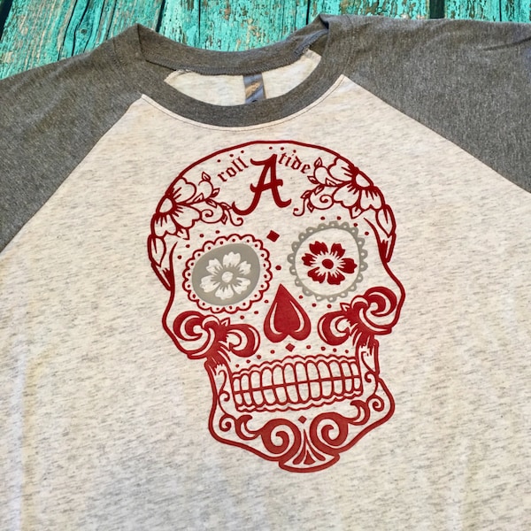 Alabama crimson tide, alabama sugar skull, sugar skull, roll tide, alabama football, sublimation