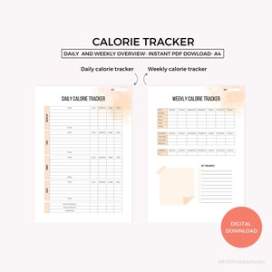 Calorie tracker I Food planner, Daily calorie tracker, weekly calorie tracker, macro tracker, fitness lifestyle