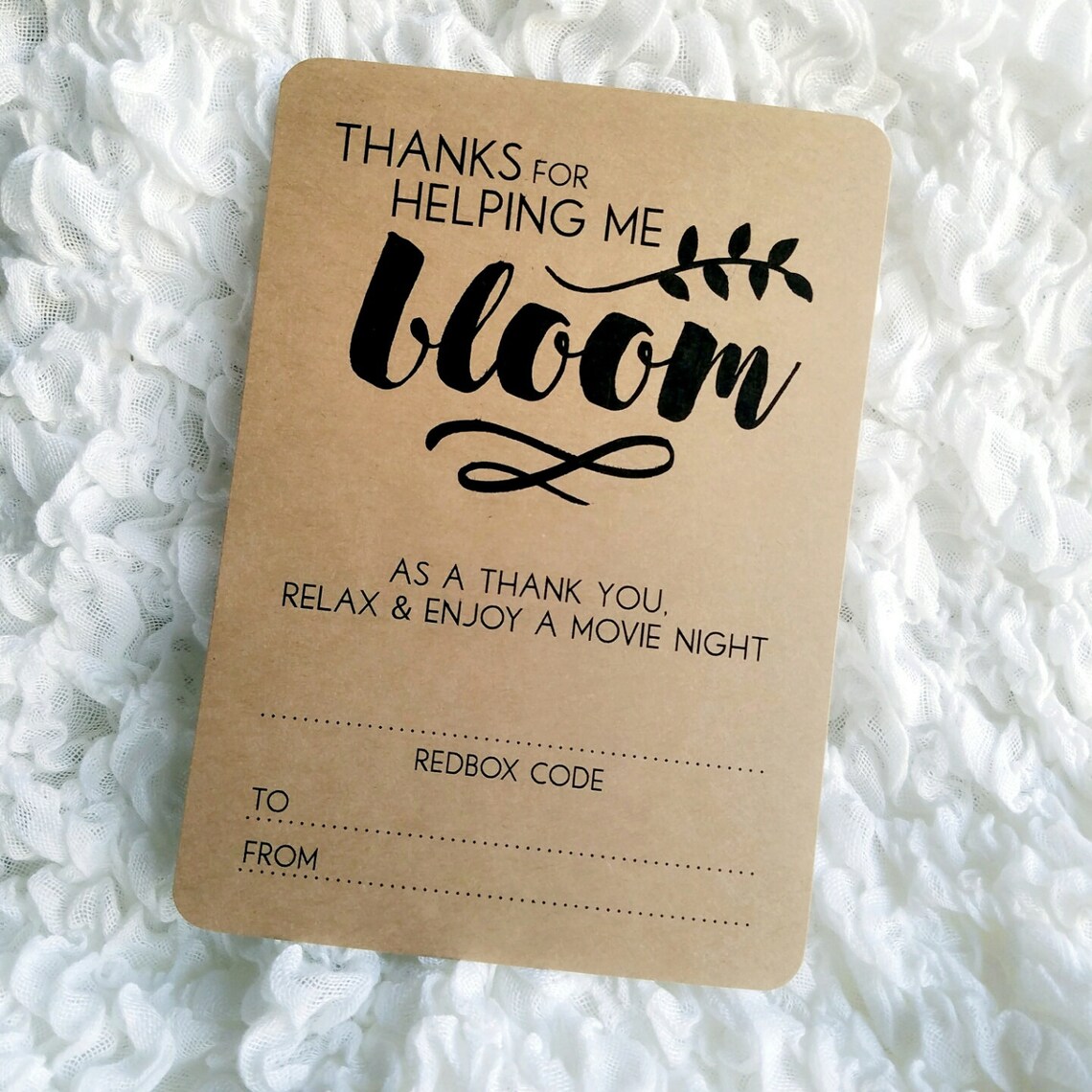 Printable thanks for Helping Me Bloom Redbox Movie Night Teacher ...
