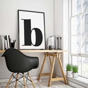 Imprimible letra minúscula B - Letras monocromáticas - Tipografía moderna - Decoración de pared contemporánea - Scandanvian - Alfabeto - DIGITAL