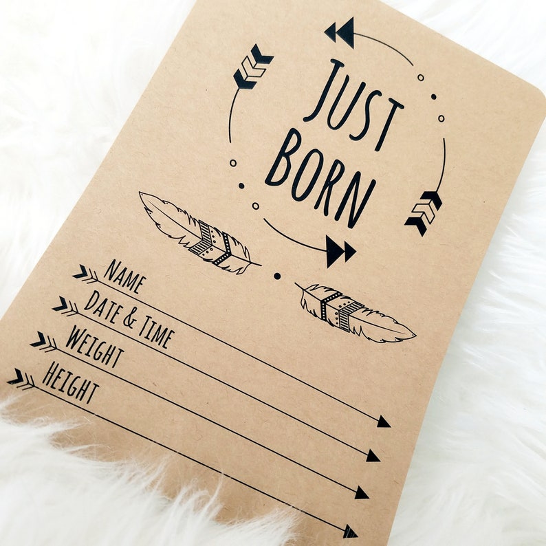 Monochrome Set of Two Designs Printable Baby Arrival Just Born Cards Modern DIGITAL Birth Announcement Boho Milestone