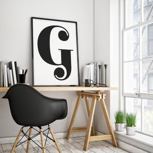 Afdrukbare hoofdletter G - Monochrome Letters - moderne typografie - Contemporary - Scandanvian - alfabet hoofdletters - digitaal
