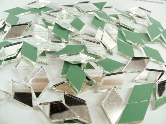60 pezzi 2,5 x 5,1 cm specchio a forma di diamante per mosaico fai da te
