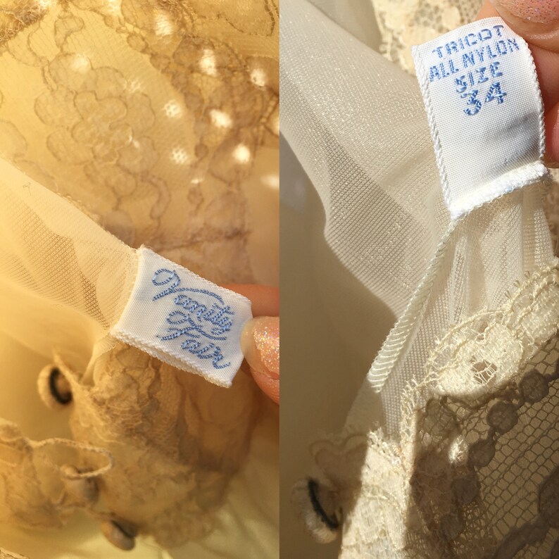 1960s Sheer Cream Lace Peignoir Poof Sleeve Romantic Open Bridal Wedding Lingerie Cover Nightgown White Edwardian Lace Women/'s S-M