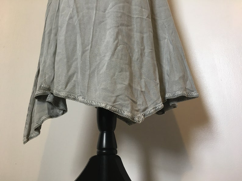 1990s Grey Asymmetrical Gypsy Mystic Hippie Boho Belly Dance Midi Skirt Summer Festival Indian Embroidered Handkerchief Hem Women/'s L