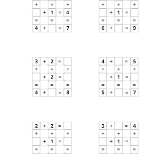 Addition inom 20 matte korsord, utskrivbara barnaktiviteter, 10 pussel i PDF-format