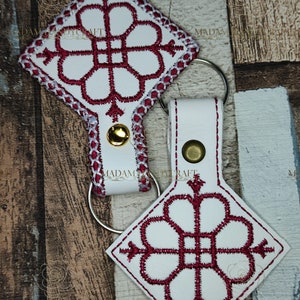 Key fob machine embroidery design file traditional latvian ornament/symbol Sun_Saule