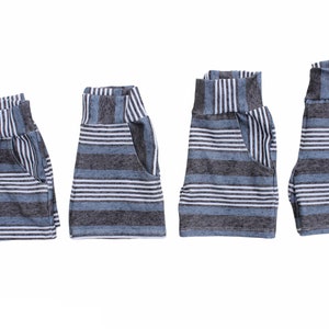 Boy or Girl Baby or Toddler Shorts with Pockets Denim Look Stripes in Blue and Grey image 2